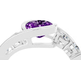 White gold Bezel Set Oval Cut Diamond Split Shank Ring_4