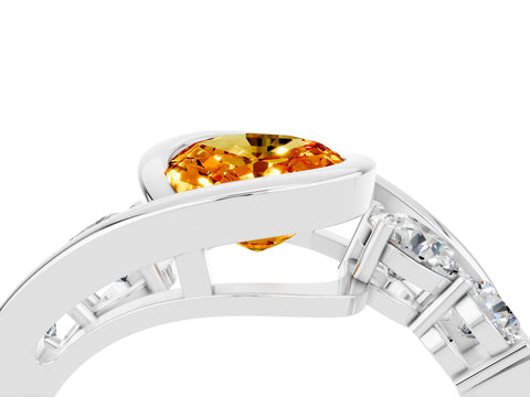 White gold Bezel Set Oval Cut Diamond Split Shank Ring_4