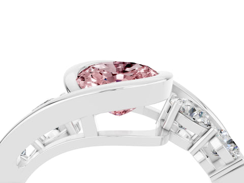 White gold Bezel Set Oval Cut Diamond Split Shank Ring_4