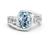 White gold Bezel Set Oval Cut Diamond Split Shank Ring