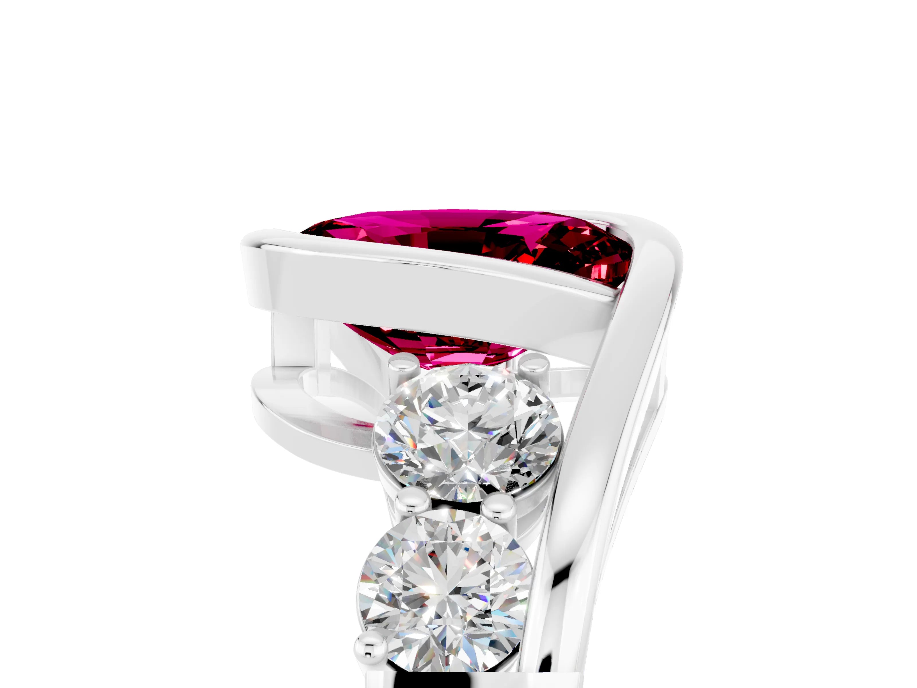 White gold Bezel Set Oval Cut Diamond Split Shank Ring_5