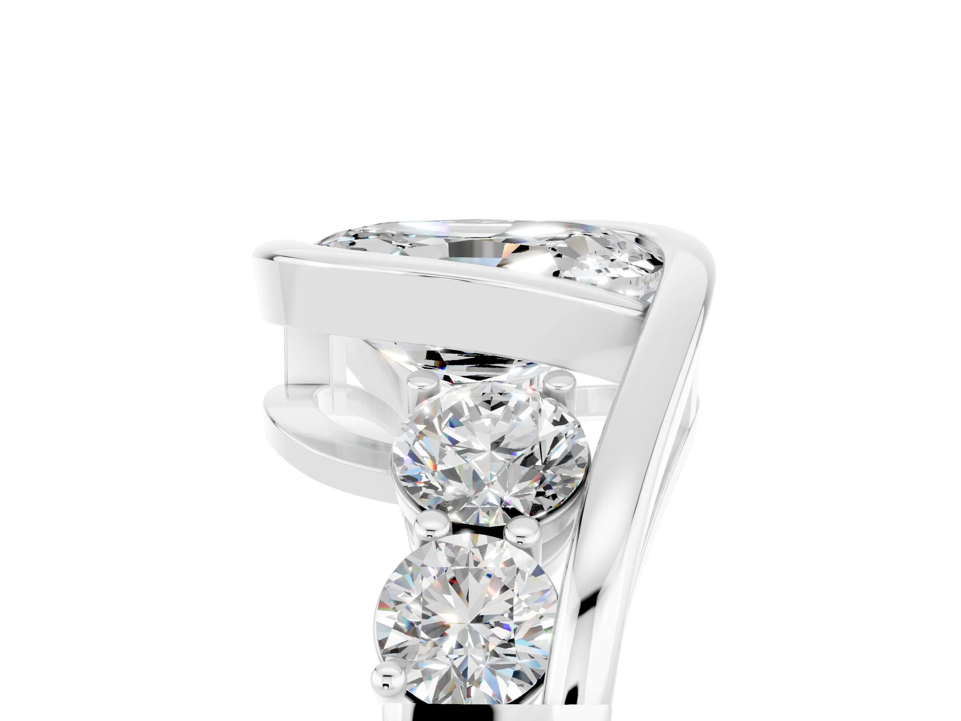 White gold Bezel Set Oval Cut Diamond Split Shank Ring_5