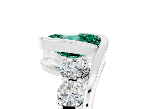 White gold Bezel Set Oval Cut Diamond Split Shank Ring_5