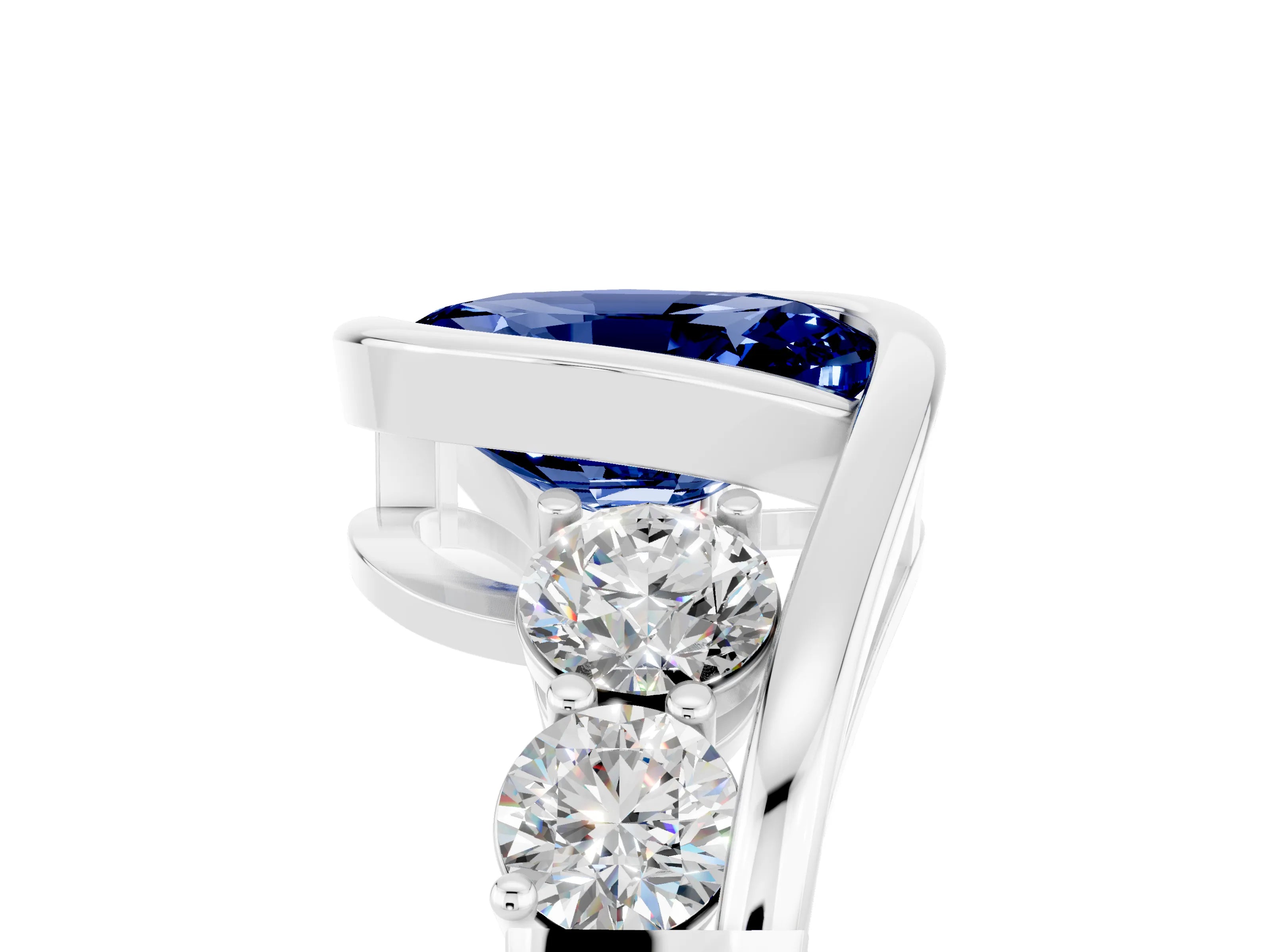 White gold Bezel Set Oval Cut Diamond Split Shank Ring_5