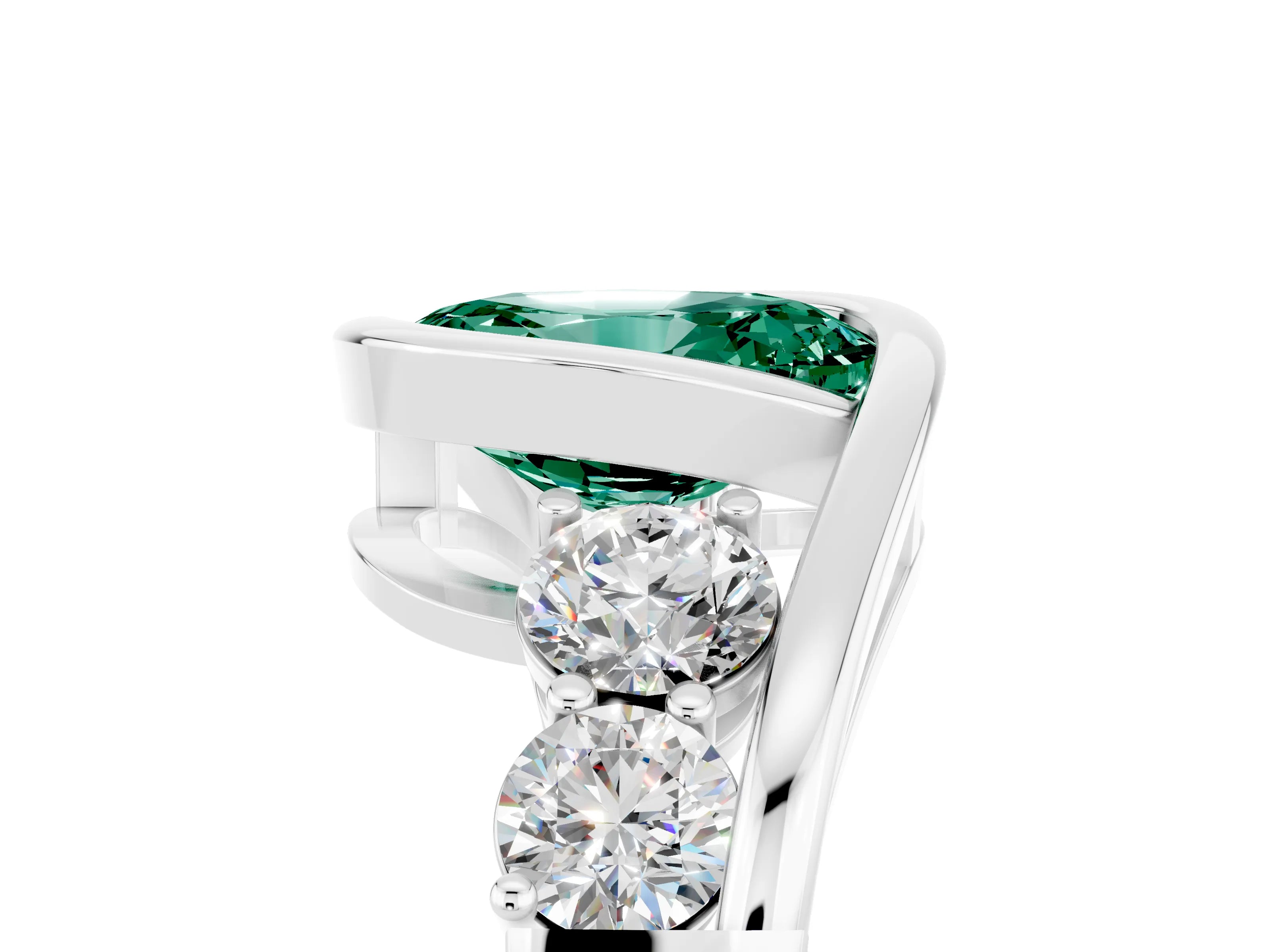White gold Bezel Set Oval Cut Diamond Split Shank Ring_5