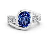 White gold Bezel Set Oval Cut Diamond Split Shank Ring