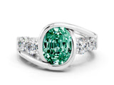 White gold Bezel Set Oval Cut Diamond Split Shank Ring