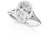 White gold Bezel Set Oval Cut Solitaire Ring with Tapered Band 1