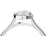 White gold Bezel Set Oval Cut Solitaire Ring with Tapered Band 4