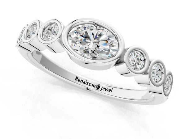 White gold Bezel Set Oval Diamond Half Eternity Band