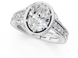 White gold Bezel Set Oval Diamond Milgrain Pave Engagement Ring_42