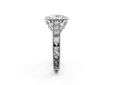 White gold Bezel Set Oval Diamond Milgrain Pave Engagement Ring_45