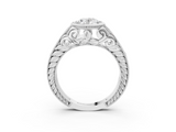 White gold Bezel Set Oval Diamond Milgrain Pave Engagement Ring_46