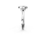 White gold Bezel Set Oval Solitaire Diamond Ring with Smooth Band 3