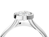 White gold Bezel Set Oval Solitaire Diamond Ring with Smooth Band 5