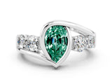 White gold Bezel Set Pear Cut Diamond Split Shank Ring