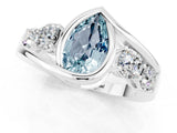White gold Bezel Set Pear Cut Diamond Split Shank Ring_1