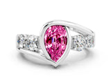 White gold Bezel Set Pear Cut Diamond Split Shank Ring