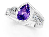 White gold Bezel Set Pear Cut Diamond Split Shank Ring_1