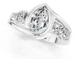White gold Bezel Set Pear Cut Diamond Split Shank Ring_1