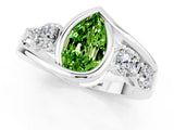 White gold Bezel Set Pear Cut Diamond Split Shank Ring_1