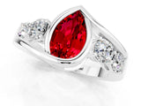 White gold Bezel Set Pear Cut Diamond Split Shank Ring_1