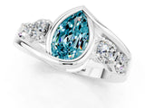 White gold Bezel Set Pear Cut Diamond Split Shank Ring_1