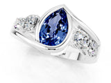 White gold Bezel Set Pear Cut Diamond Split Shank Ring_1