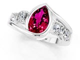 White gold Bezel Set Pear Cut Diamond Split Shank Ring_1