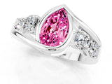 White gold Bezel Set Pear Cut Diamond Split Shank Ring_1