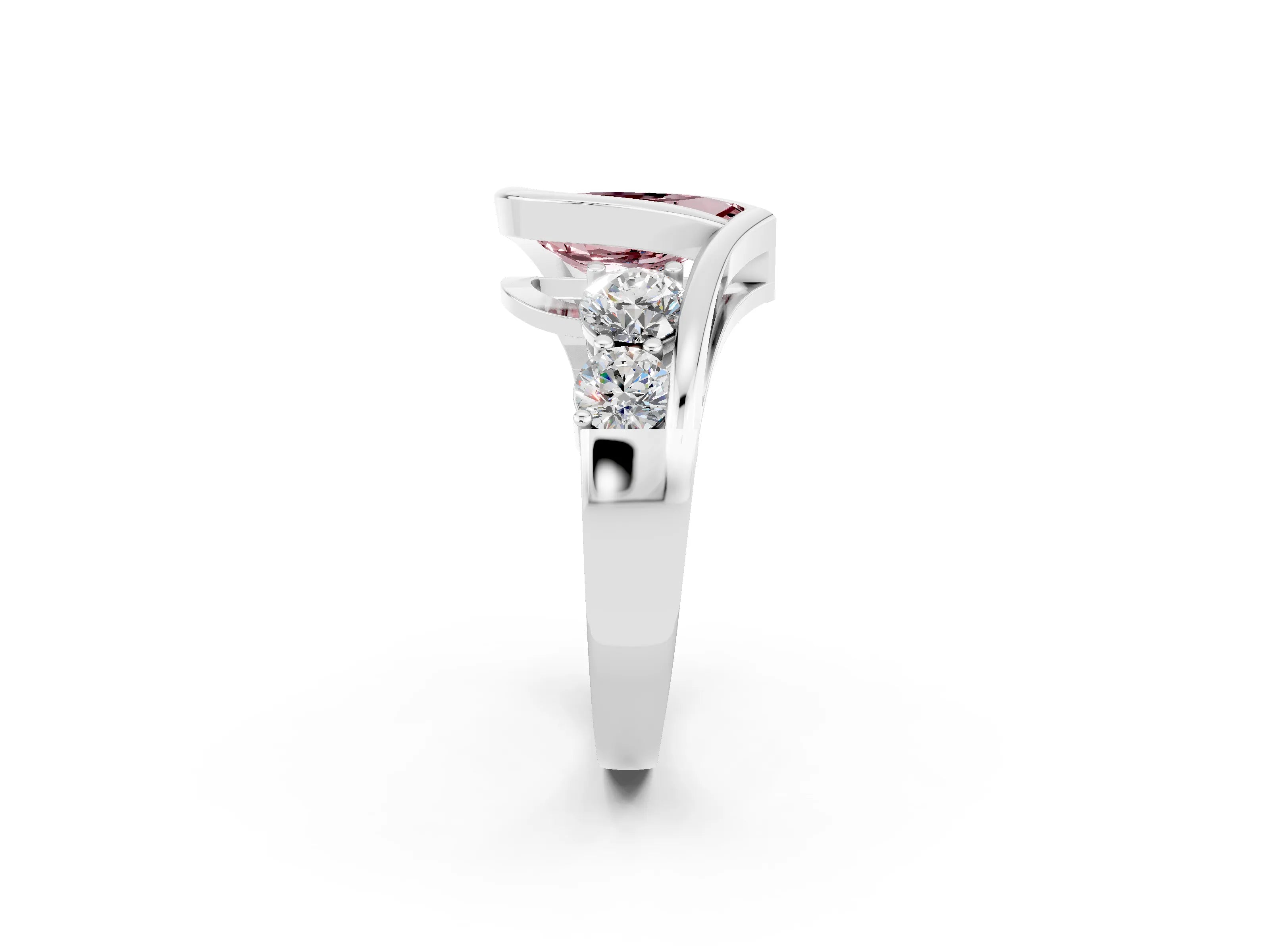 White gold Bezel Set Pear Cut Diamond Split Shank Ring_2