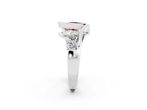 White gold Bezel Set Pear Cut Diamond Split Shank Ring_2