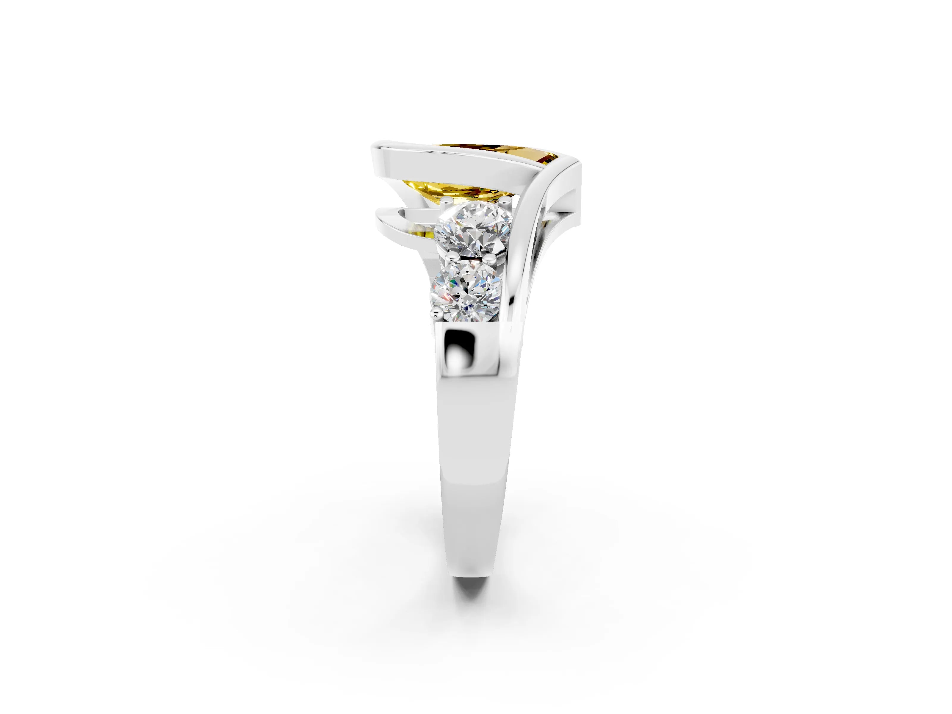 White gold Bezel Set Pear Cut Diamond Split Shank Ring_2