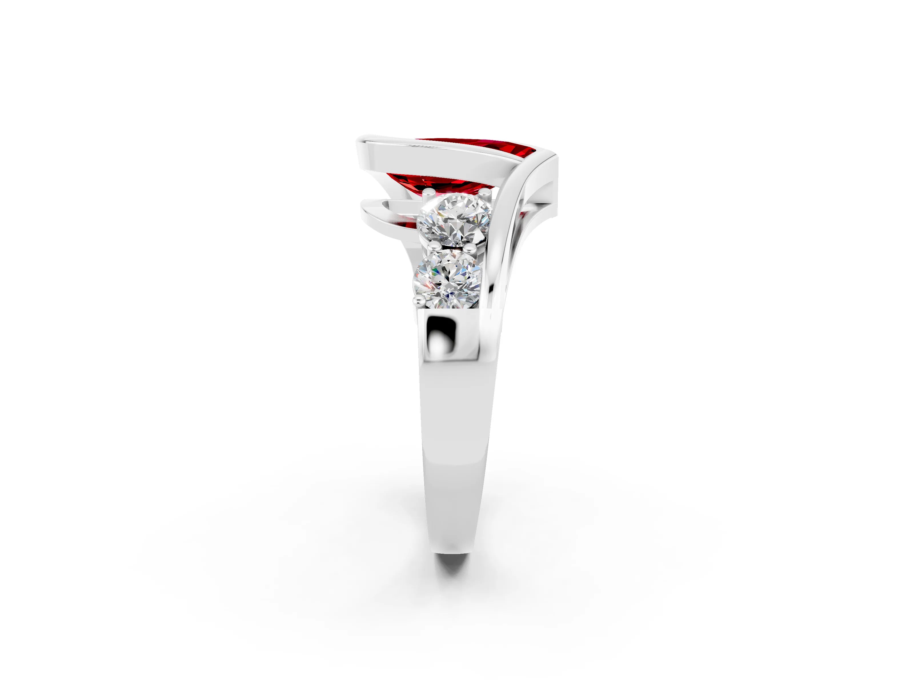 White gold Bezel Set Pear Cut Diamond Split Shank Ring_2