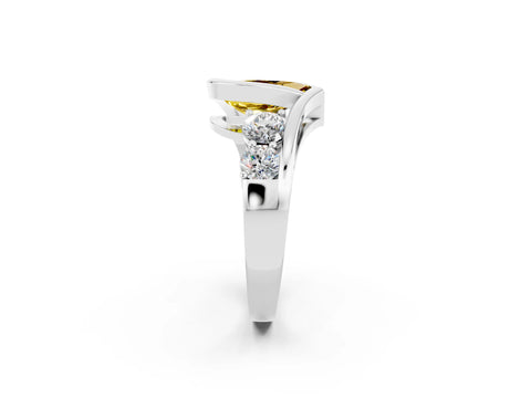 White gold Bezel Set Pear Cut Diamond Split Shank Ring_2