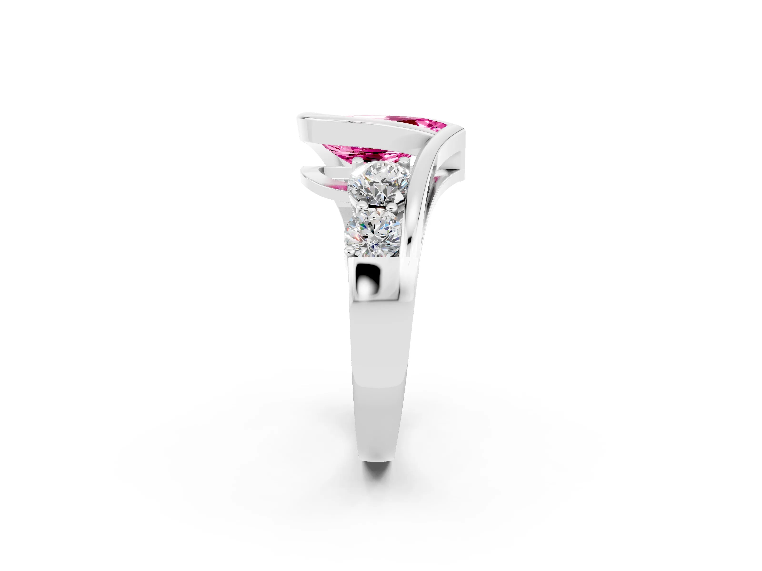 White gold Bezel Set Pear Cut Diamond Split Shank Ring_2
