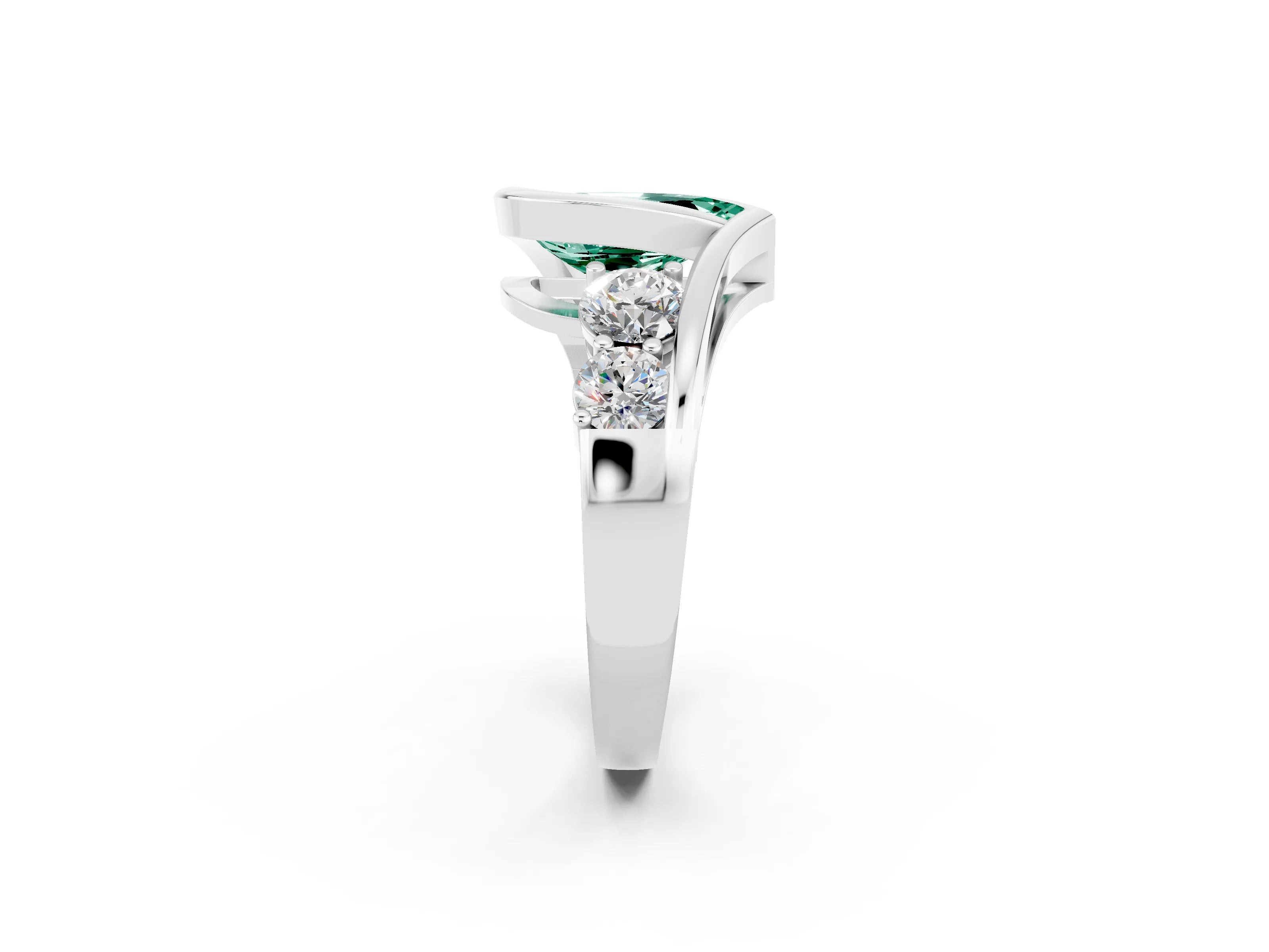 White gold Bezel Set Pear Cut Diamond Split Shank Ring_2