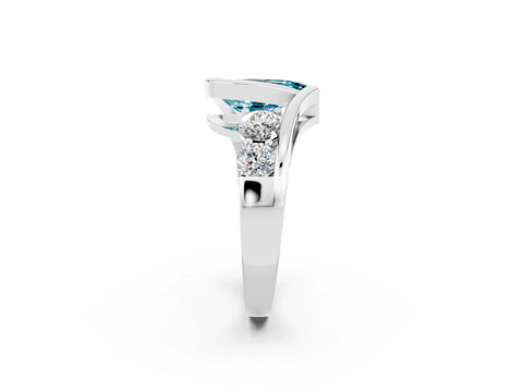 White gold Bezel Set Pear Cut Diamond Split Shank Ring_2