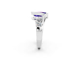 White gold Bezel Set Pear Cut Diamond Split Shank Ring_2