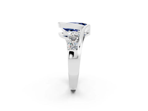 White gold Bezel Set Pear Cut Diamond Split Shank Ring_2