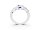 White gold Bezel Set Pear Cut Diamond Split Shank Ring_3