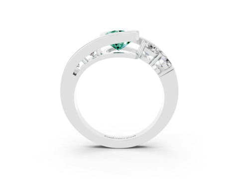 White gold Bezel Set Pear Cut Diamond Split Shank Ring_3