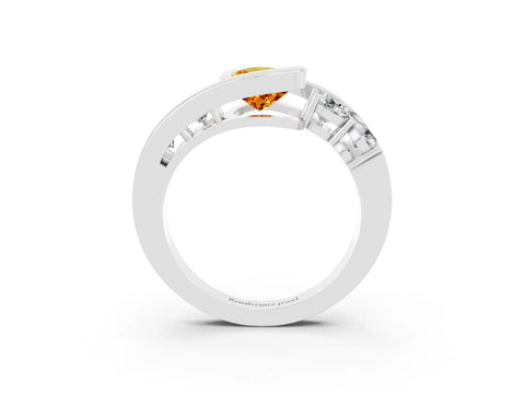 White gold Bezel Set Pear Cut Diamond Split Shank Ring_3