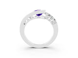 White gold Bezel Set Pear Cut Diamond Split Shank Ring_3