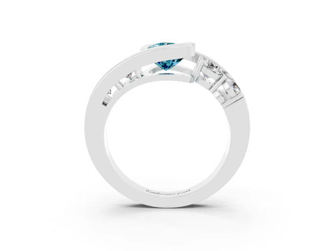 White gold Bezel Set Pear Cut Diamond Split Shank Ring_3