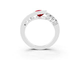 White gold Bezel Set Pear Cut Diamond Split Shank Ring_3