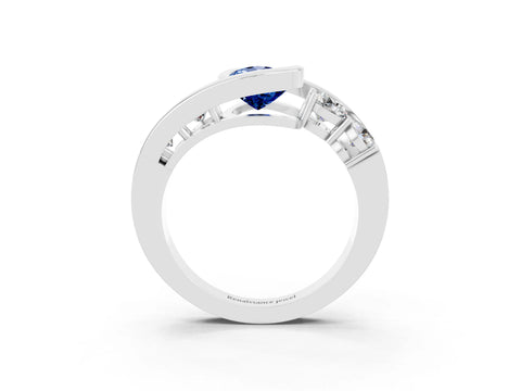 White gold Bezel Set Pear Cut Diamond Split Shank Ring_3
