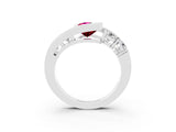White gold Bezel Set Pear Cut Diamond Split Shank Ring_3