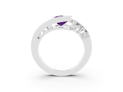 White gold Bezel Set Pear Cut Diamond Split Shank Ring_3