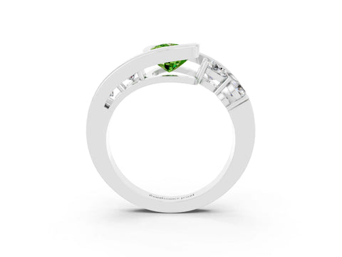 White gold Bezel Set Pear Cut Diamond Split Shank Ring_3